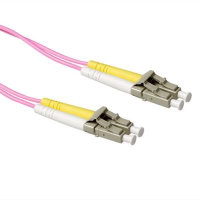 ACT  LSZH Multimode 50/125 OM4 fiber cable duplex with LC connectors 0,5m Pink