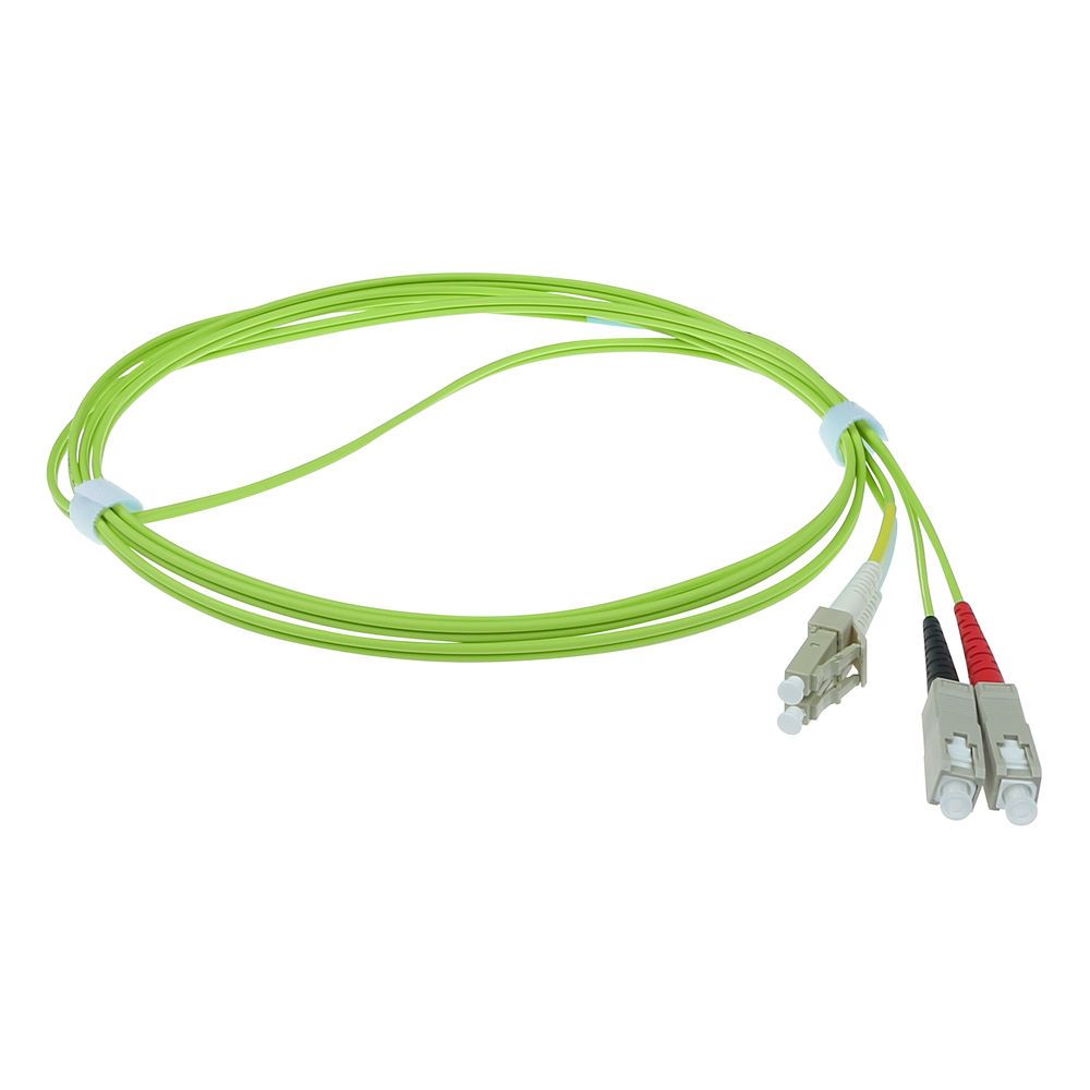 ACT LSZH Multimode 50/125 OM5 fiber cable duplex with LC and SC connectors 0,5m Green