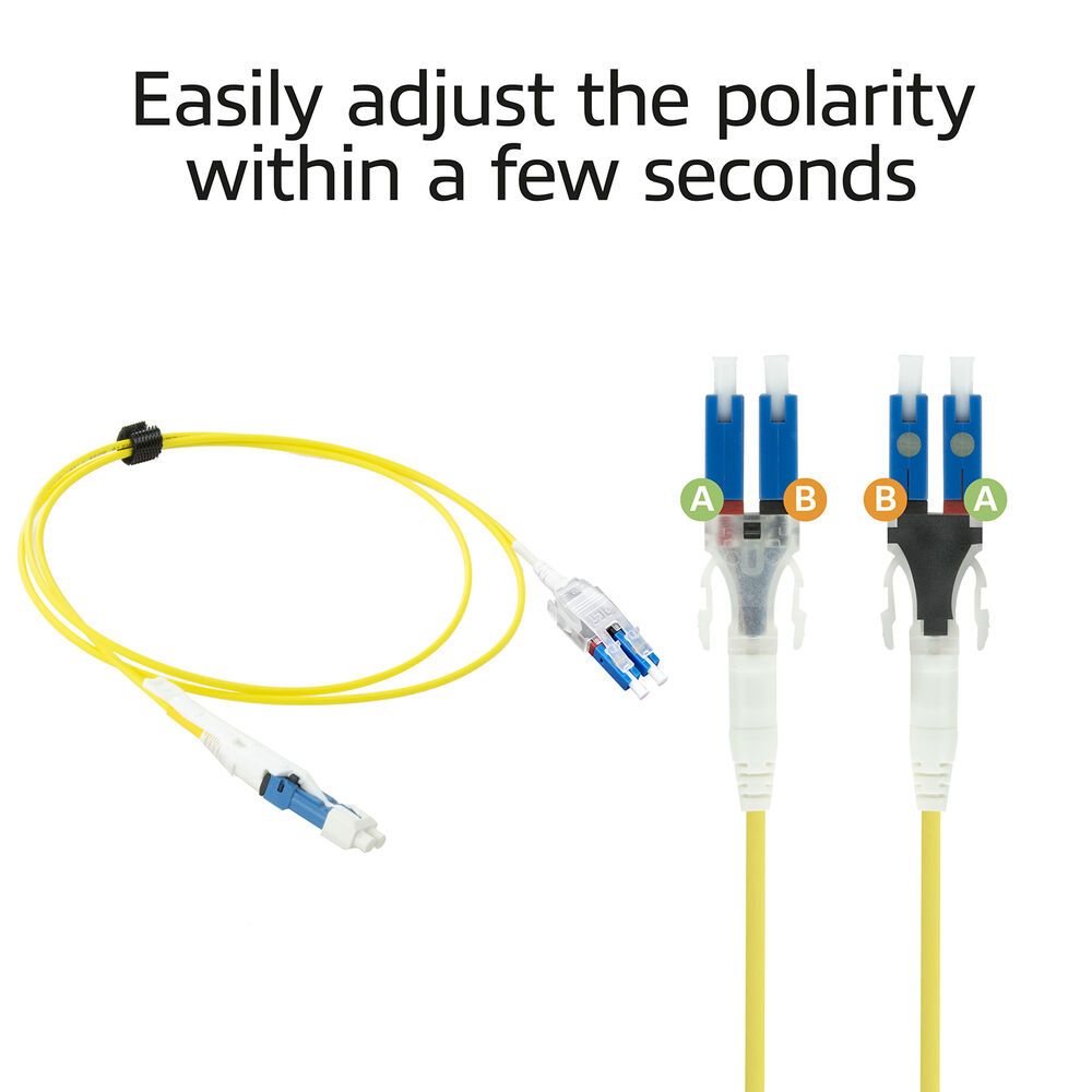 ACT Singlemode 9/125 OS2 Polarity Twist uniboot duplex fiber patch cable with CS - LC connectors 0,5m Yellow