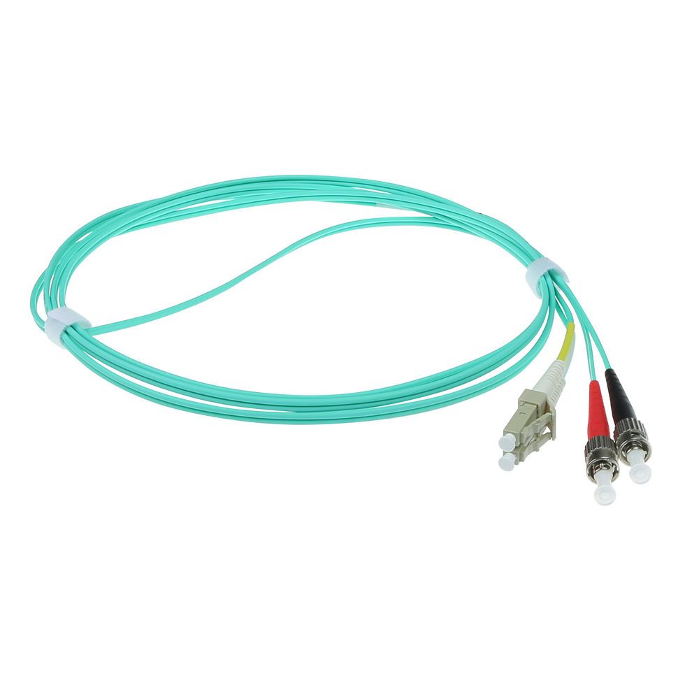 ACT LSZH Multimode 50/125 OM3 fiber cable duplex with LC and ST connectors Blue