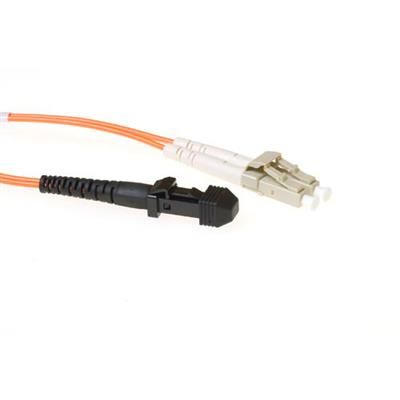 ACT LSZH Multimode 62.5/125 OM1 fiber cable duplex with MTRJ and LC connectors 1m Orange