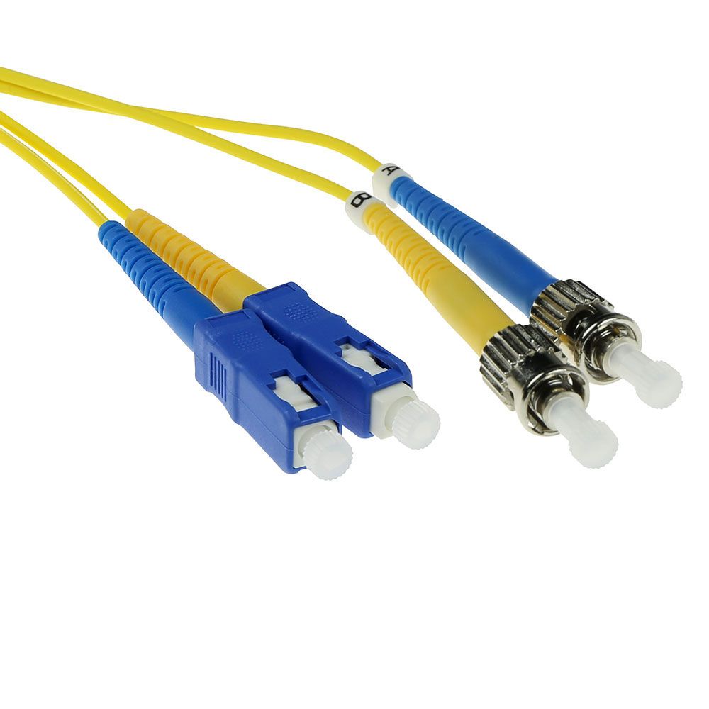 ACT LSZH Singlemode 9/125 OS2 fiber cable duplex with SC and ST connectors 1m Yellow