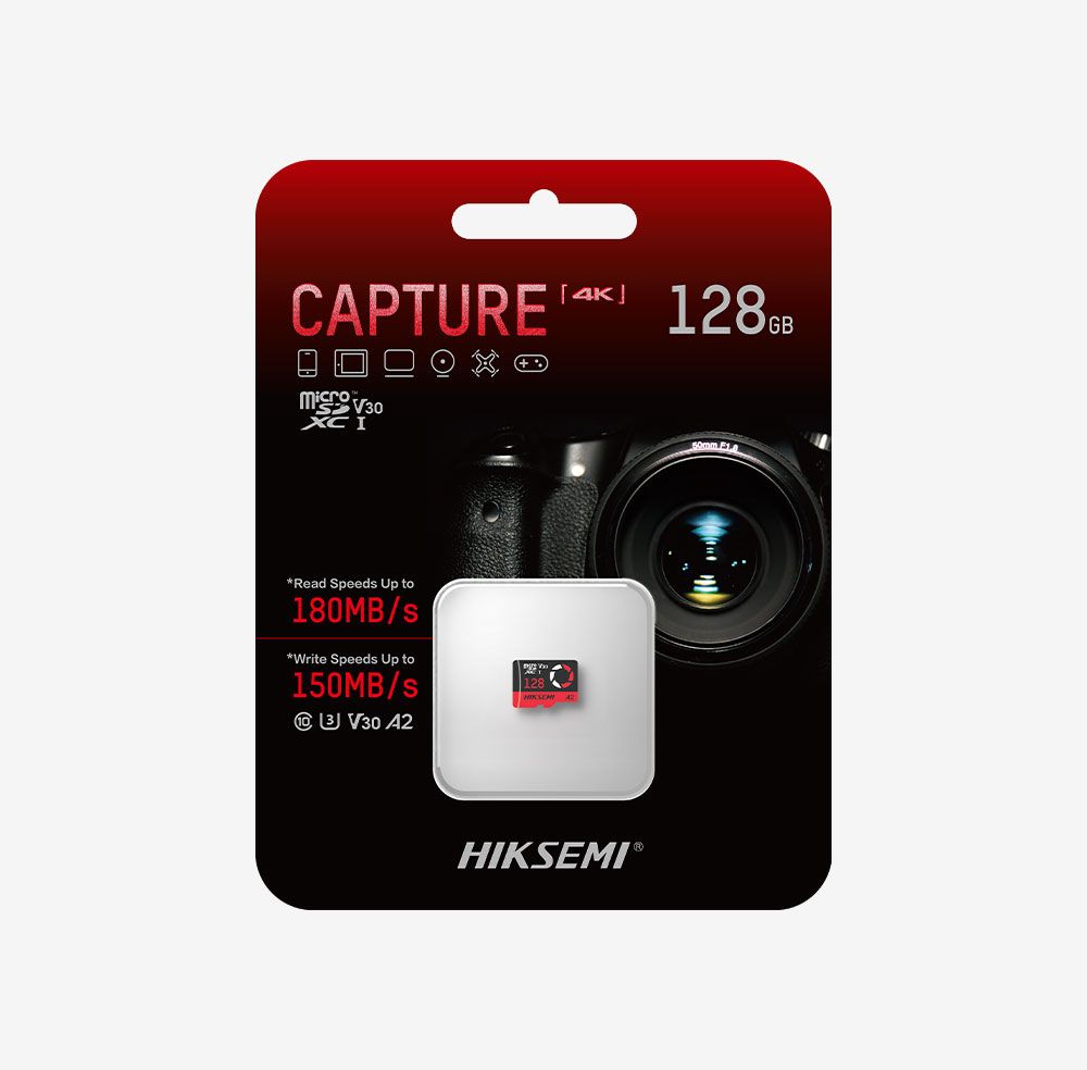 HikSEMI 128GB microSDXC Capture Class 10 U1 V30 A2 adapter nélkül