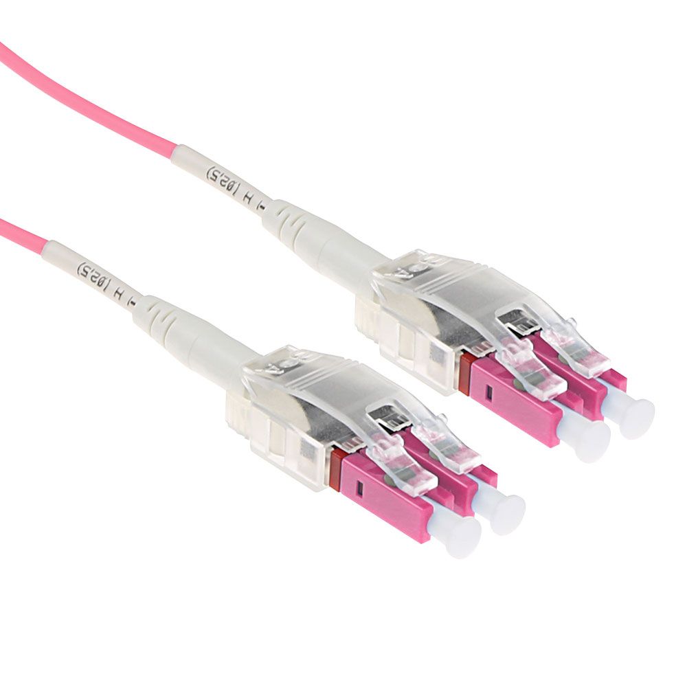 ACT Multimode 50/125 OM4 Polarity Twist fiber cable with LC connectors 1m Pink