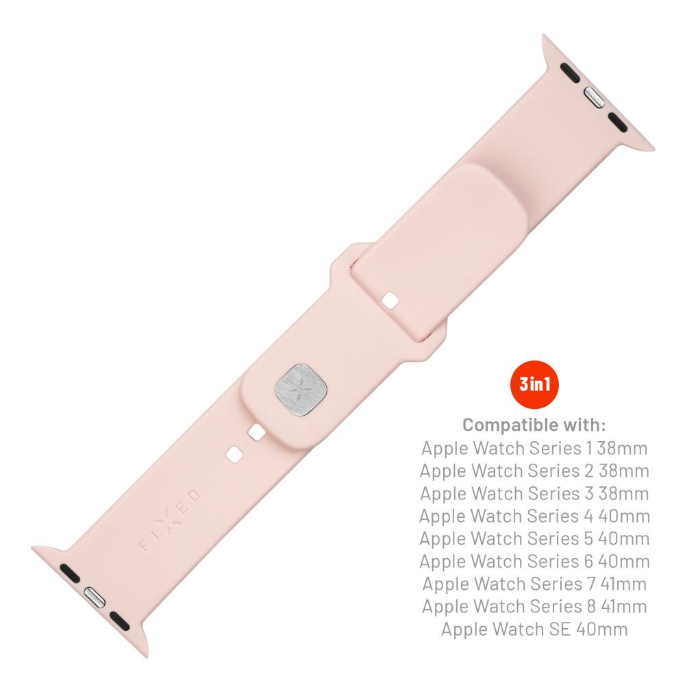 FIXED Silicone Sporty Strap Set for Apple Watch 38/40/41mm Pink