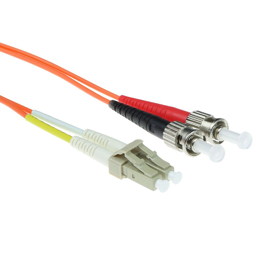 ACT LSZH Multimode 62.5/125 OM1 fiber cable duplex with LC and ST connectors 1,5m Orange