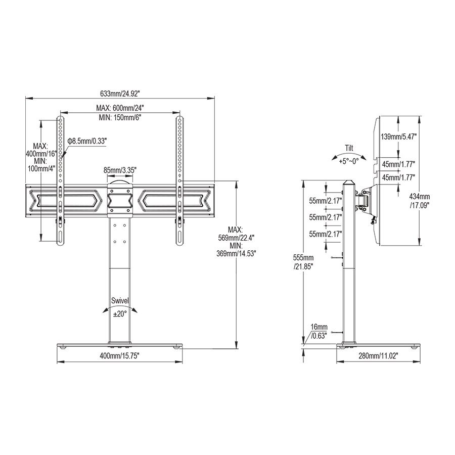 Stell SHO 4810 TV Wall Mount Fix 37"-70" Black