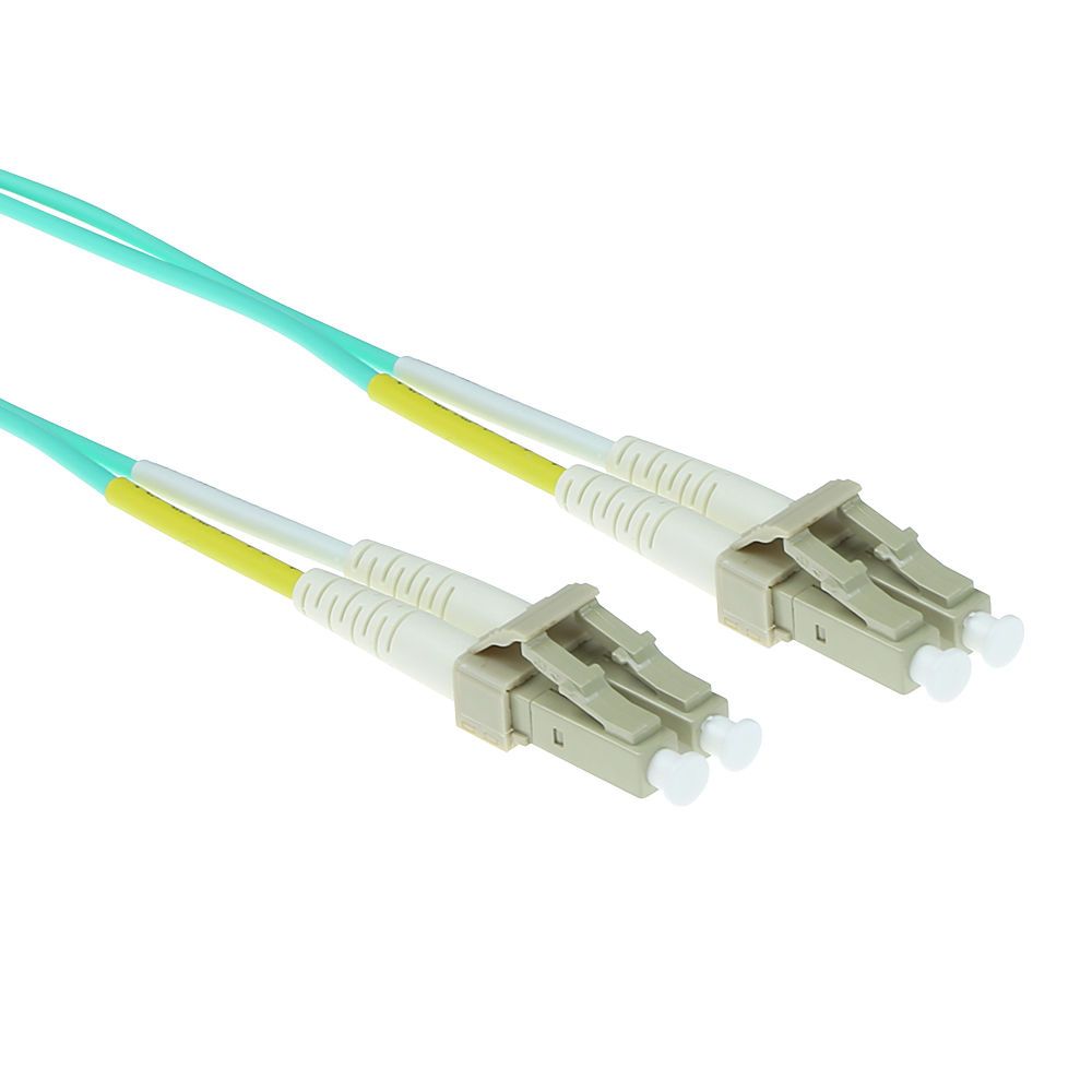 ACT LSZH Multimode 50/125 OM3 fiber cable duplex with LC connectors 15m Blue