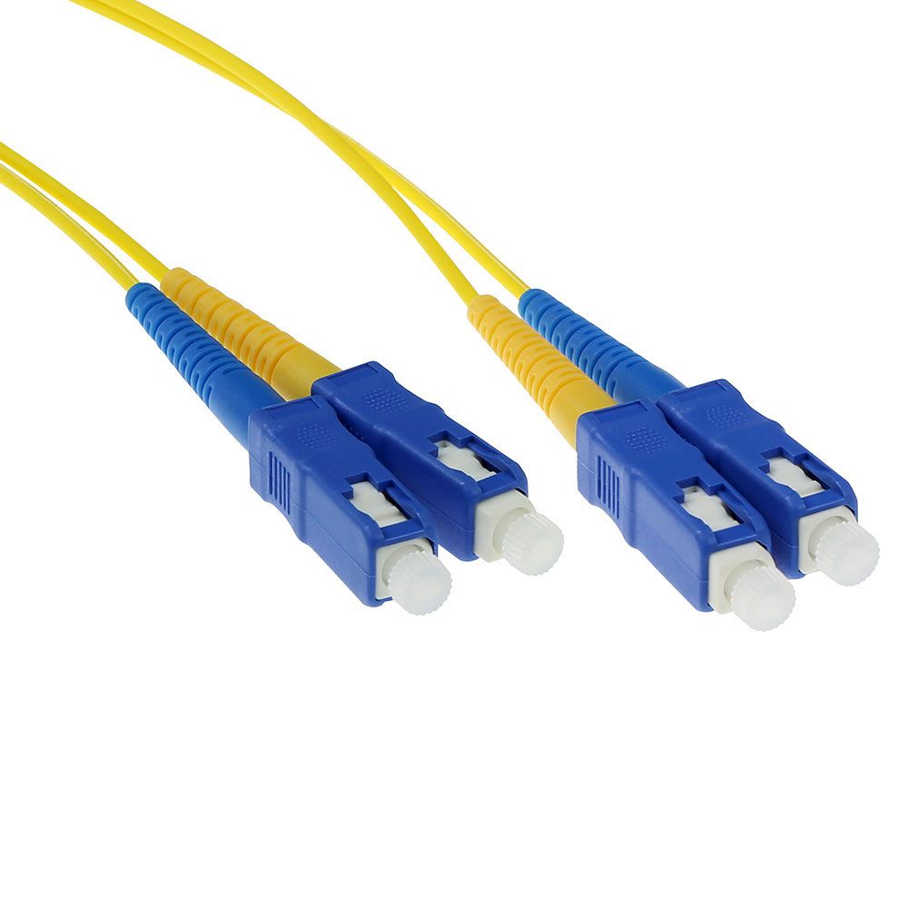 ACT Singlemode 9/125 OS2 fiber cable duplex with SC connectors 15m Yellow