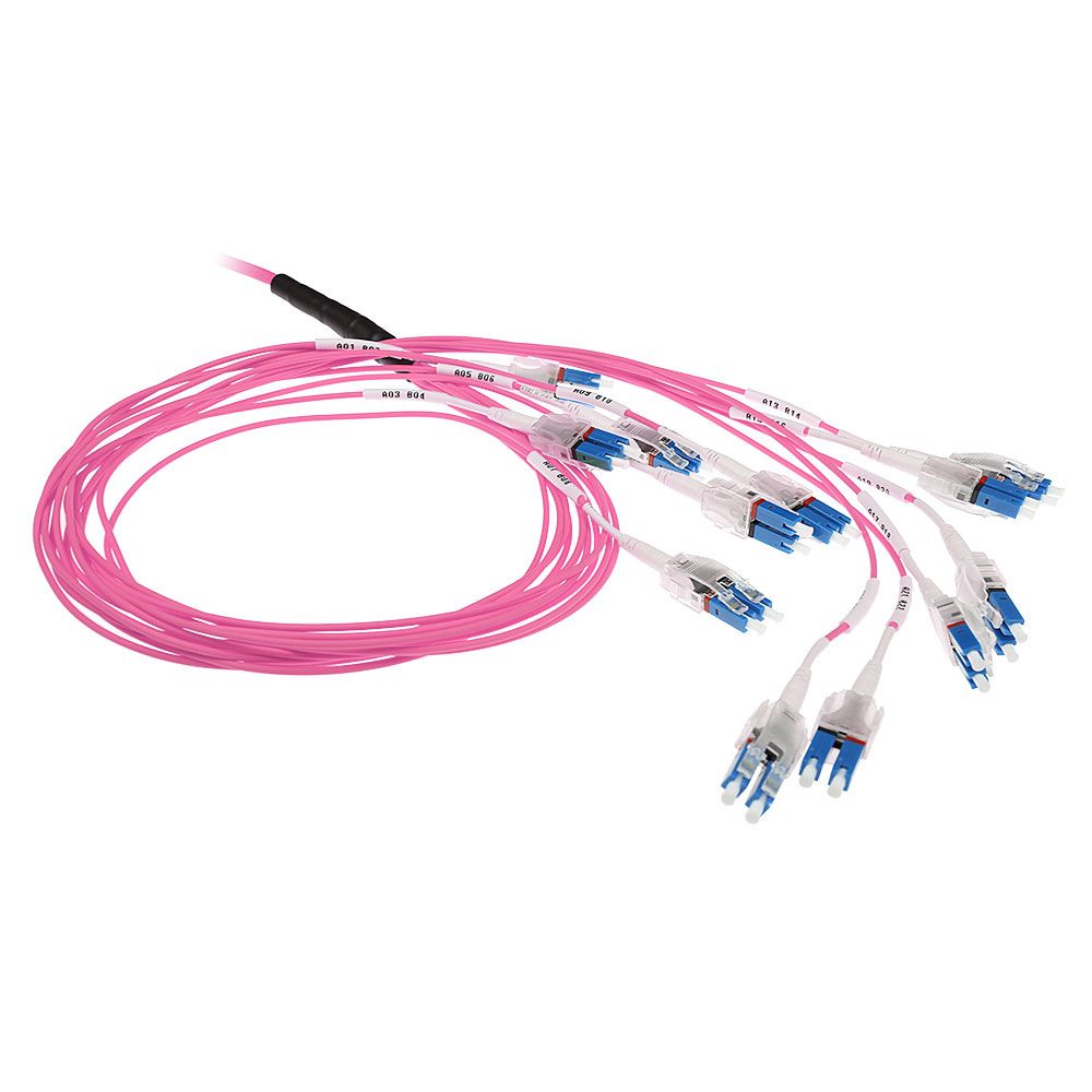 ACT Multimode 50/125 OM4 Preterm fiber cable 24F LC Polarity Twist 15m Pink