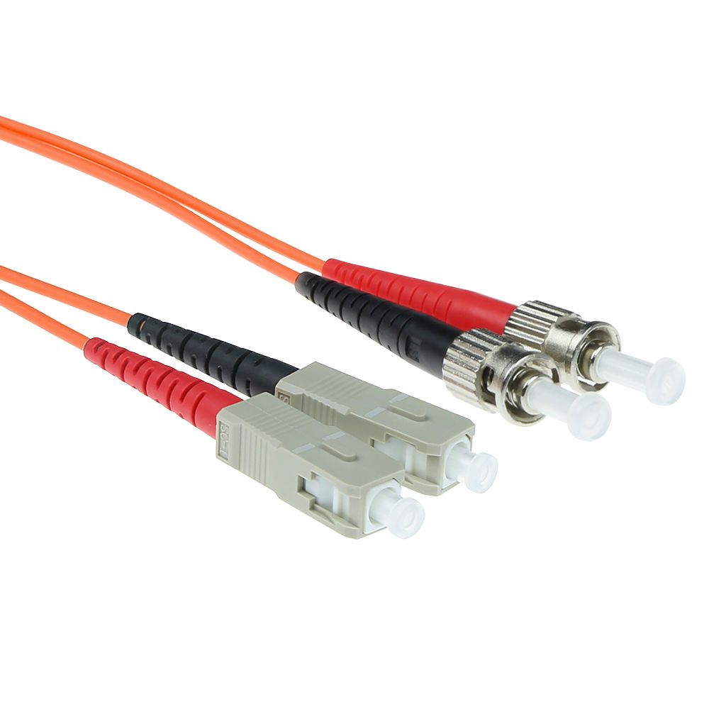 ACT LSZH Multimode 50/125 OM2 fiber cable duplex with SC and ST connectors 2m Orange