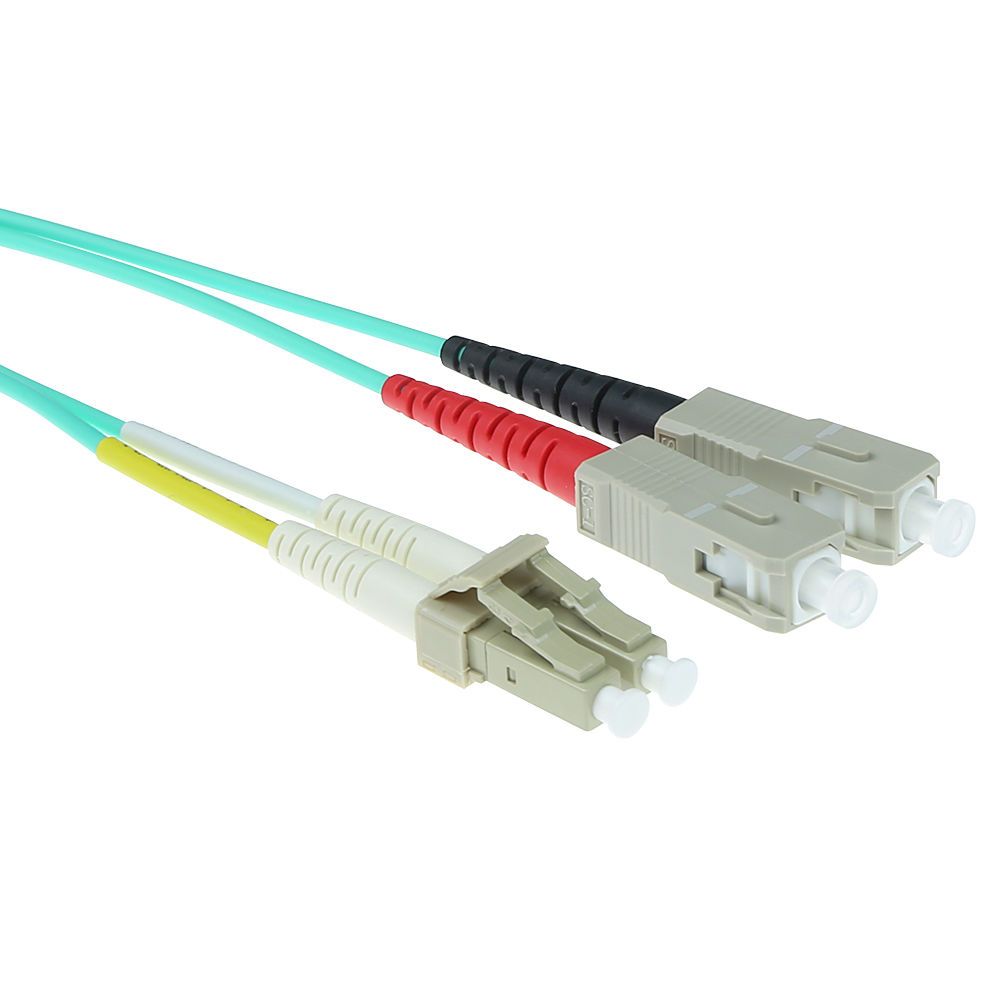 ACT LSZH Multimode 50/125 OM3 fiber cable duplex with LC and SC connectors 2m Blue