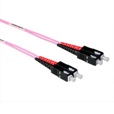 ACT LSZH Multimode 50/125 OM4 fiber cable duplex with SC connectors 2m Pink