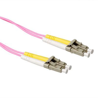 ACT LSZH Multimode 50/125 OM4 fiber cable duplex with LC connectors 20m Pink