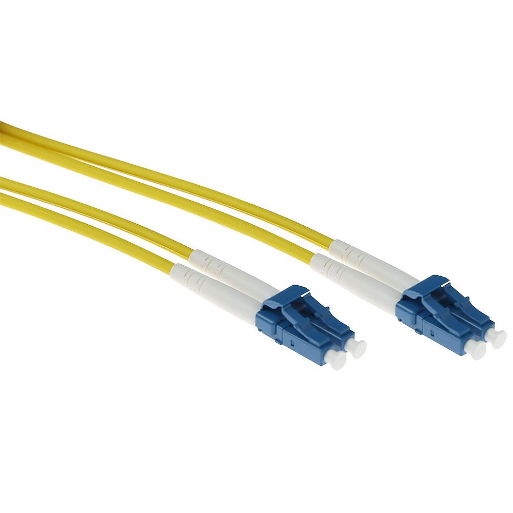 ACT Singlemode 9/125 OS2 duplex armored fiber cable with LC connectors 20m Yellow