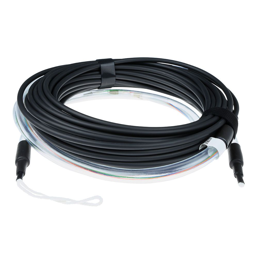 ACT Multimode 50/125 OM4 indoor/outdoor cable 8 fibers with LC connectors 230m Black