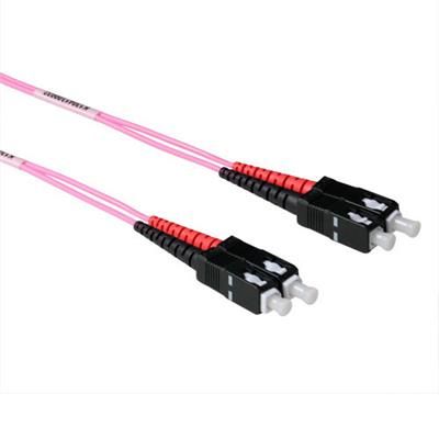 ACT LSZH Multimode 50/125 OM4 fiber cable duplex with SC connectors 7m Pink