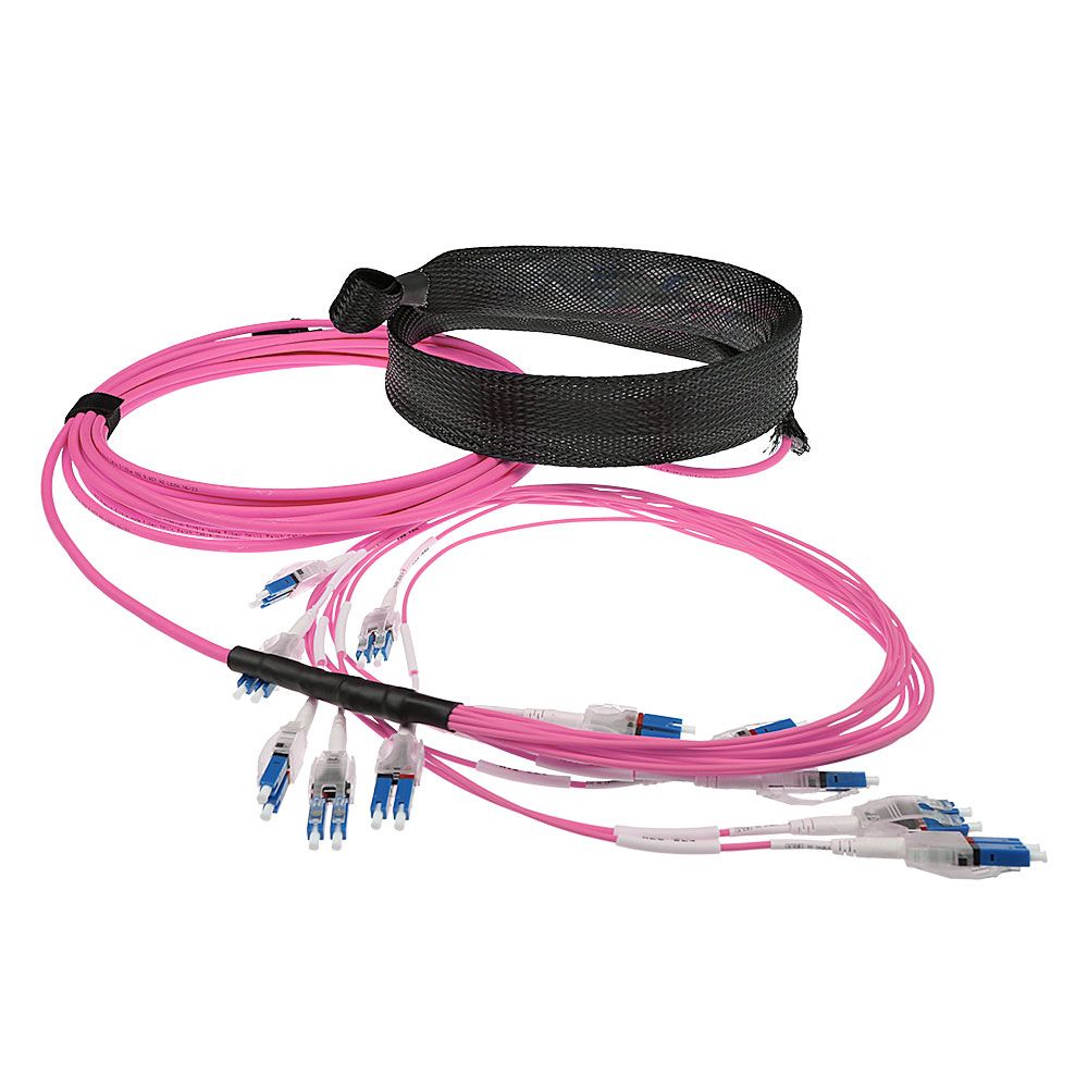 ACT Multimode 50/125 OM4 Preterm fiber cable 24F LC Polarity Twist 100m Pink