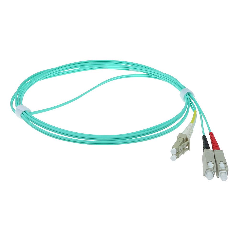 ACT LSZH Multimode 50/125 OM3 fiber cable duplex with LC and SC connectors 0,5m Blue