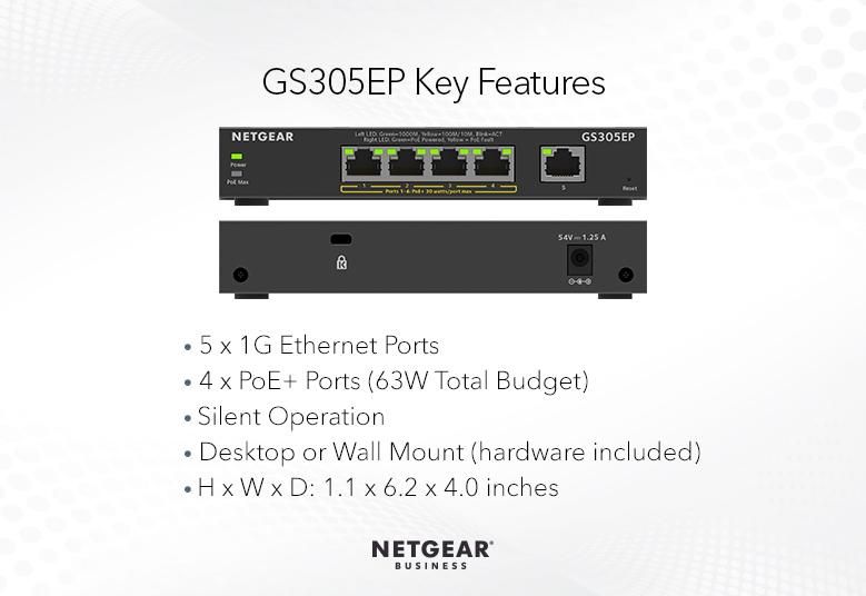 Netgear GS305EP 5-Port Gigabit Ethernet Plus PoE Switch