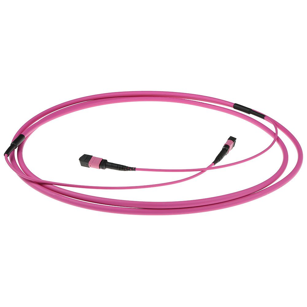 ACT Multimode 50/125 OM4(OM3) polarity A fiber trunk cable with MTP/MPO female connectors 25m Pink