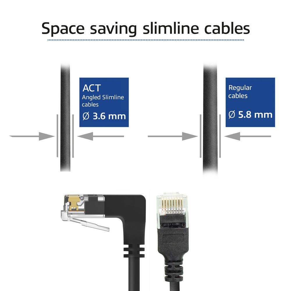 ACT CAT6A U/UTP Patch Cable 0,15m Black