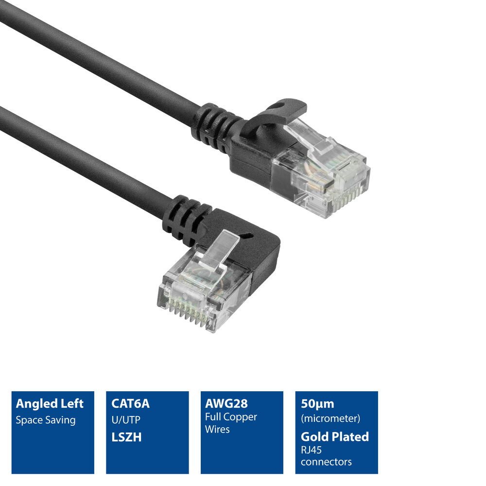 ACT CAT6A U/UTP Patch Cable 0,25m Black