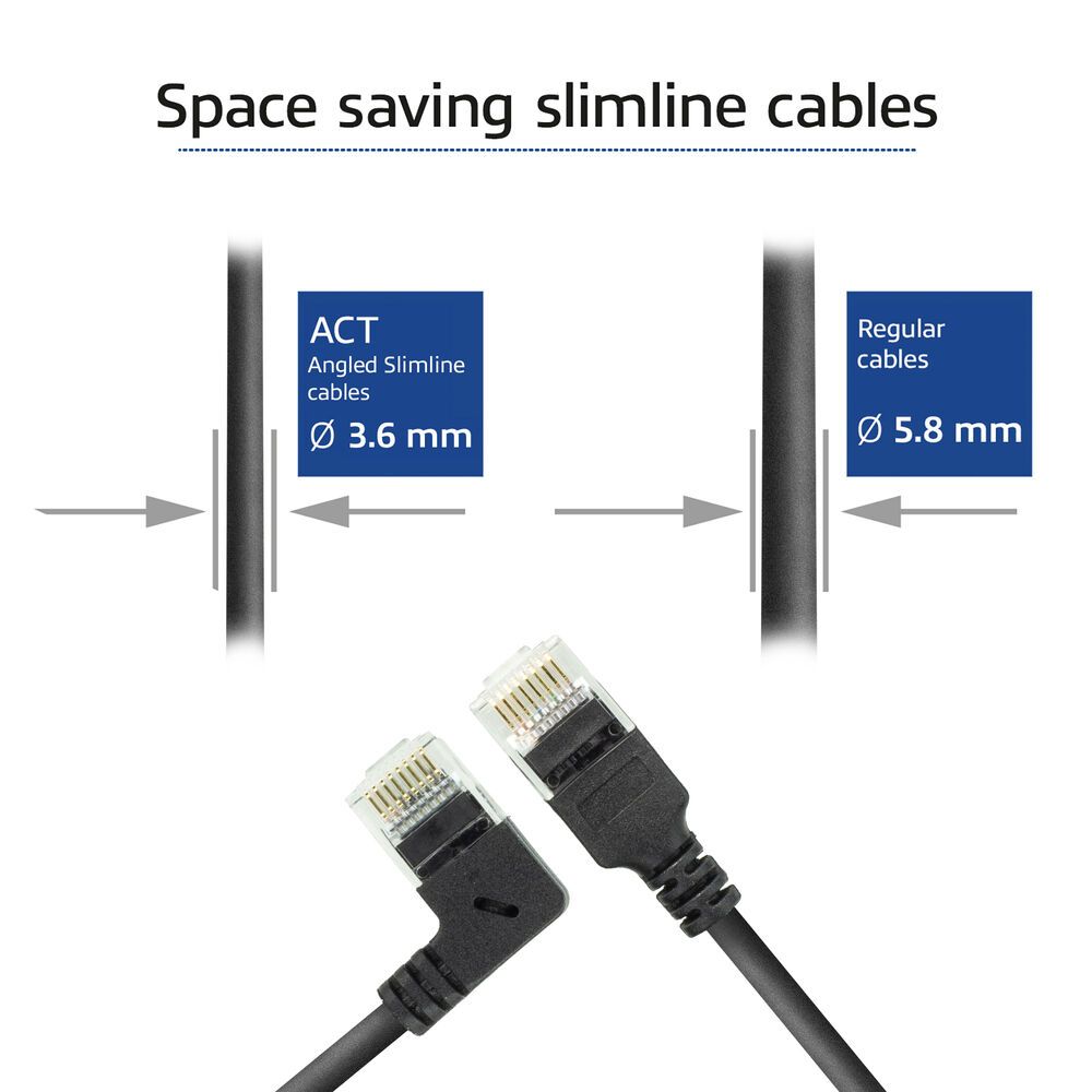 ACT CAT6A U/UTP Patch Cable 0,25m Black