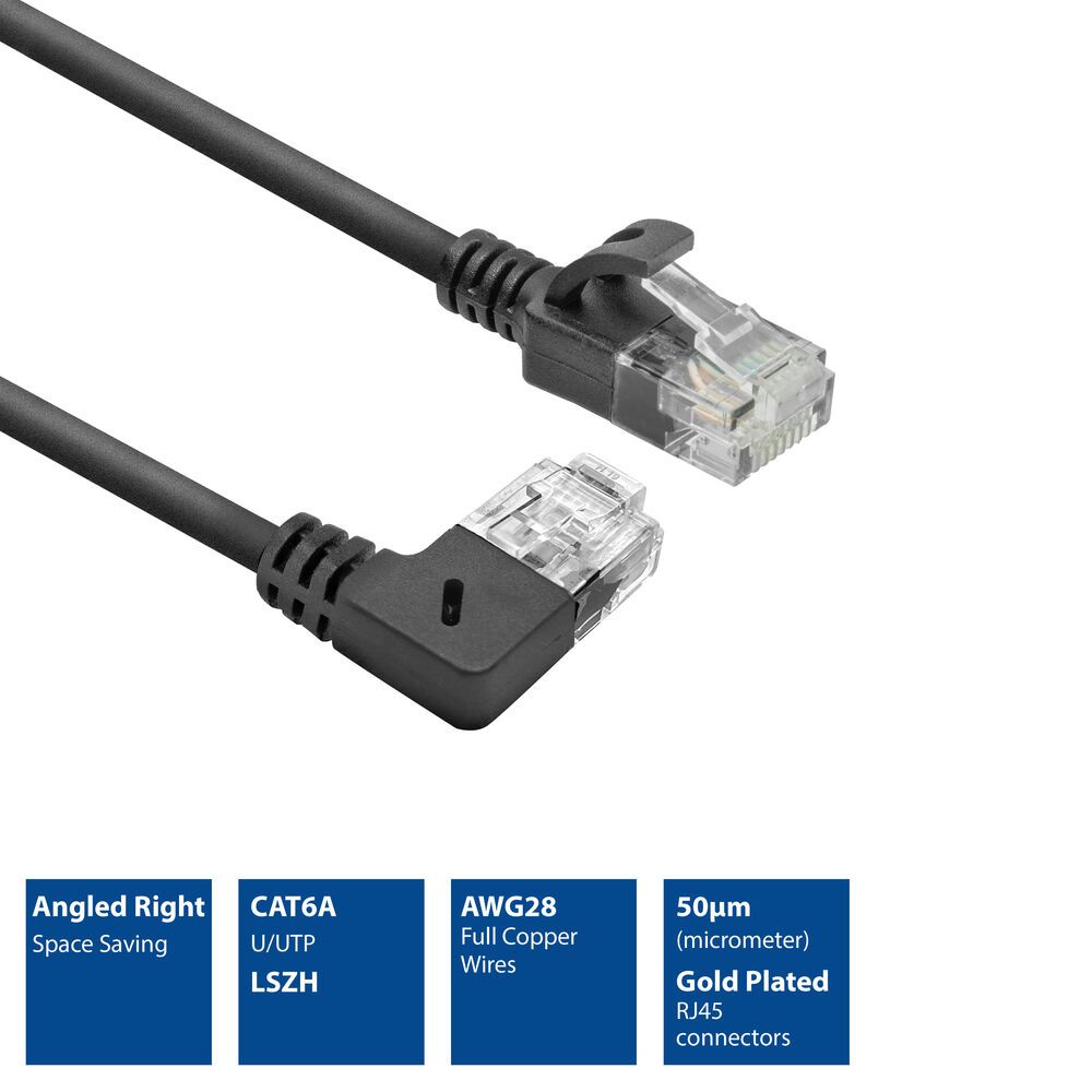 ACT CAT6A U/UTP Patch Cable 0,25m Black