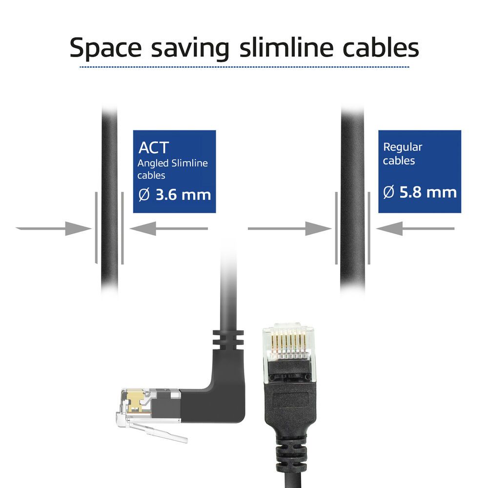 ACT CAT6A U/UTP Patch Cable 0,25m Black