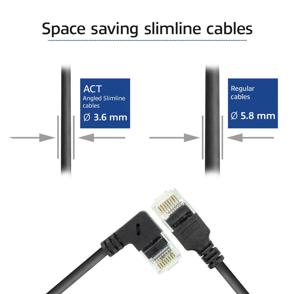 ACT CAT6A U/UTP Patch Cable 0,5m Black