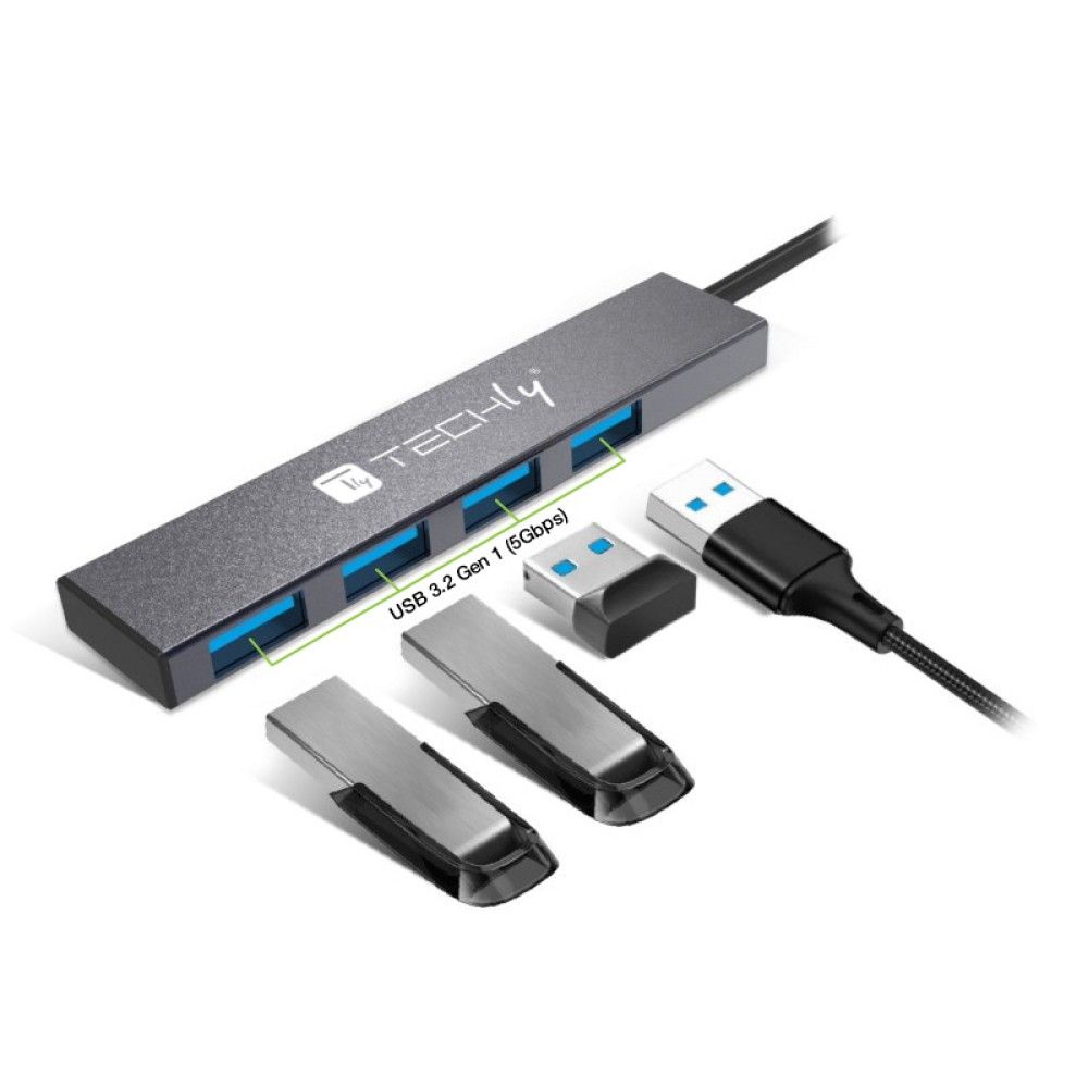 TECHLY  4-portos USB3.2 HUB Black