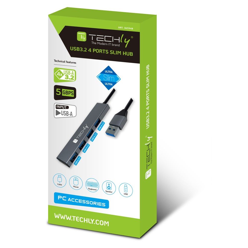 TECHLY  4-portos USB3.2 HUB Black