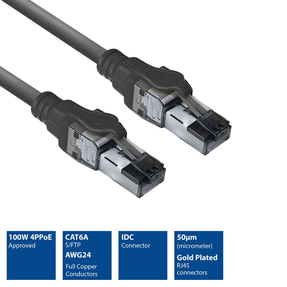 ACT CAT6A S-FTP Patch Cable 2m Black