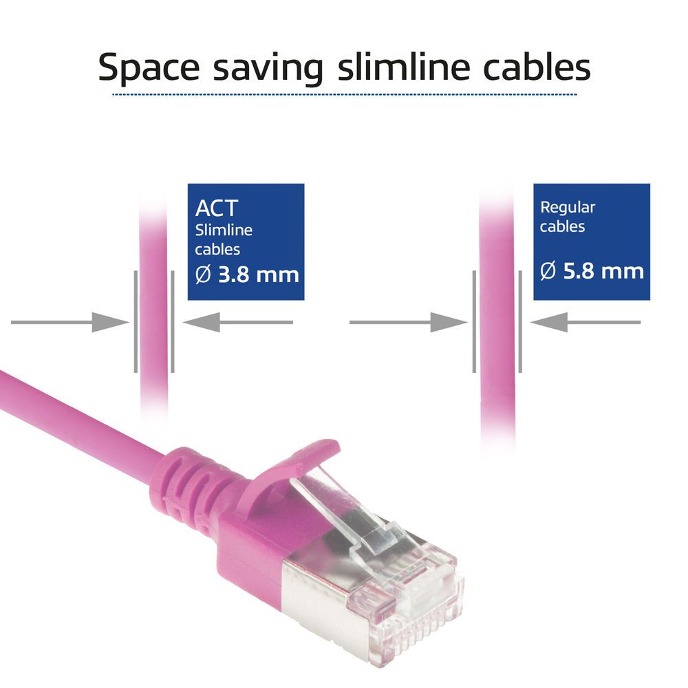 ACT CAT6A U-FTP Patch Cable 7m Pink