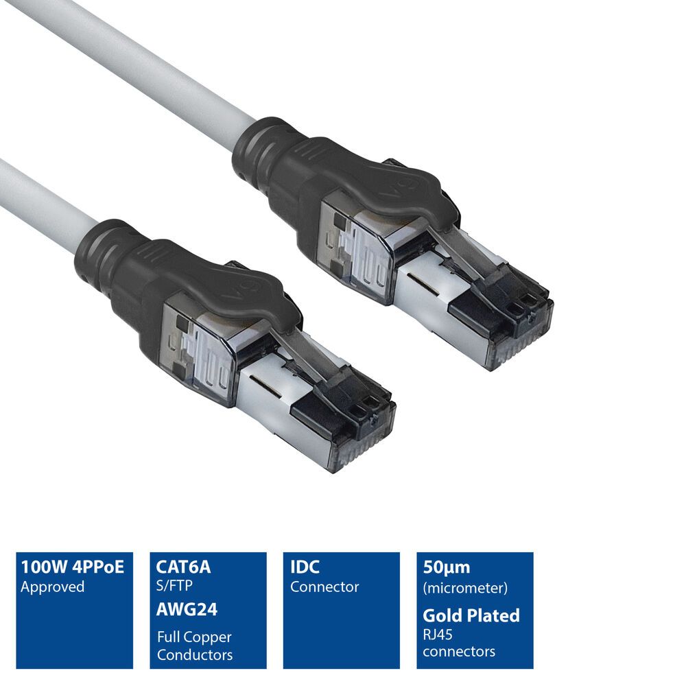 ACT CAT6A S-FTP Patch Cable 2m Grey