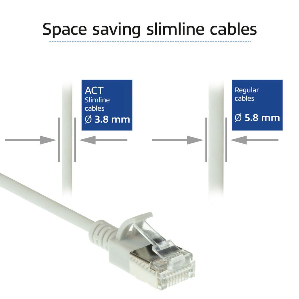 ACT CAT6A U-FTP Patch Cable 3m Grey