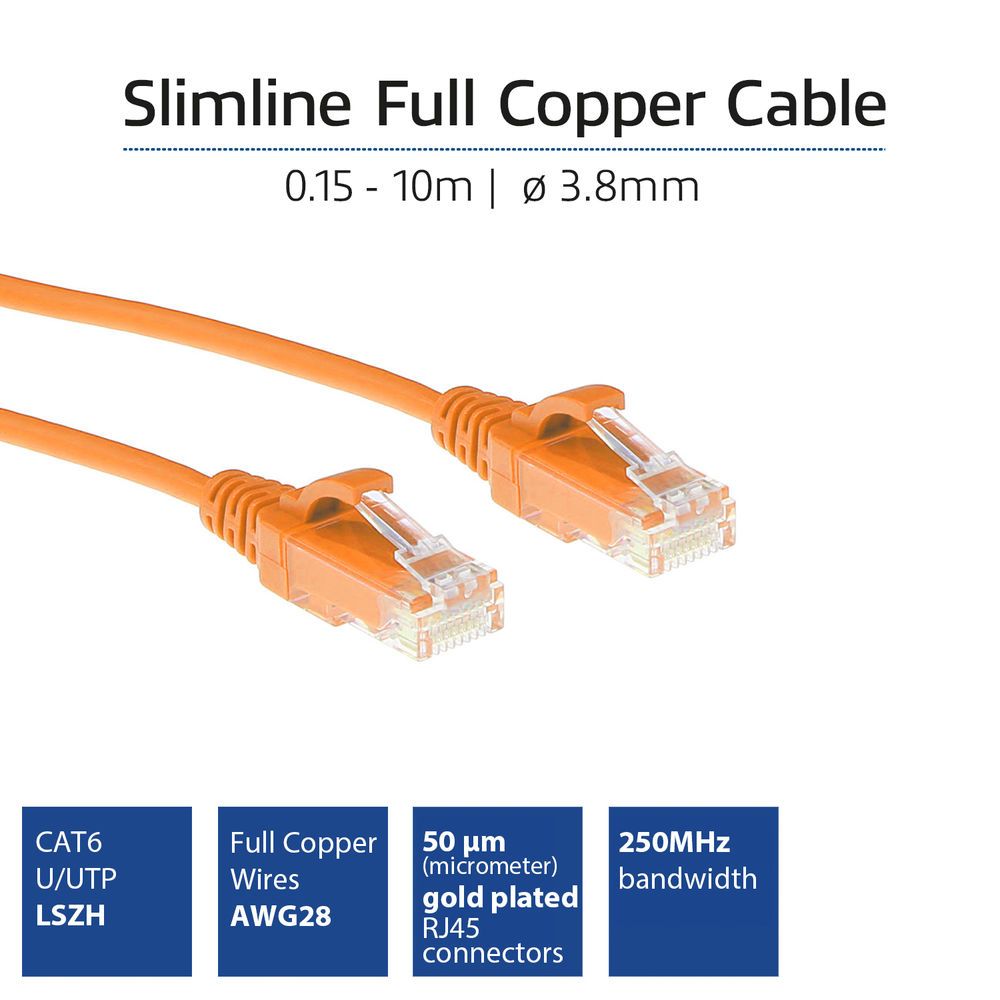 ACT CAT6 U-UTP Patch Cable 0,5m Orange