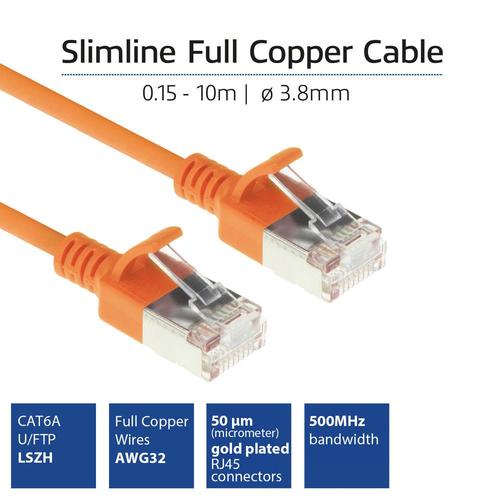 ACT CAT6A U-FTP Patch Cable 7m Orange