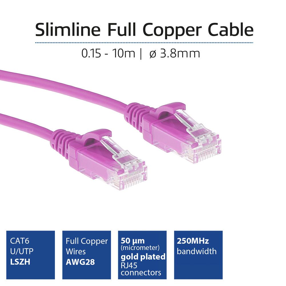 ACT CAT6A U-UTP Patch Cable 1,5m Pink