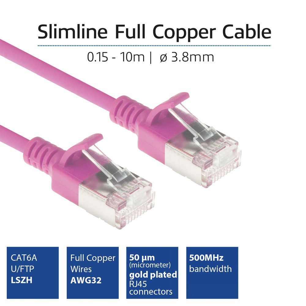 ACT CAT6A U-FTP Patch Cable 10m Pink