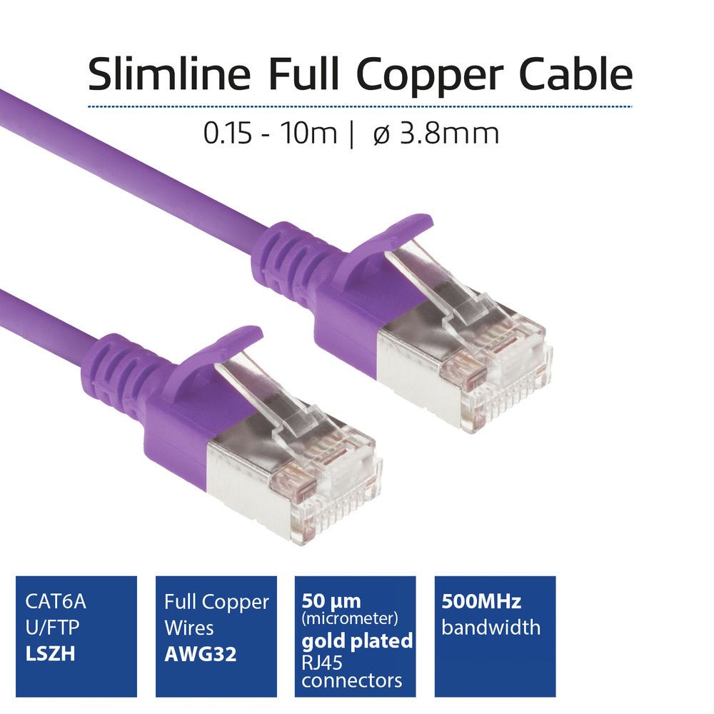 ACT CAT6A U-FTP Patch Cable 0,25m Purple