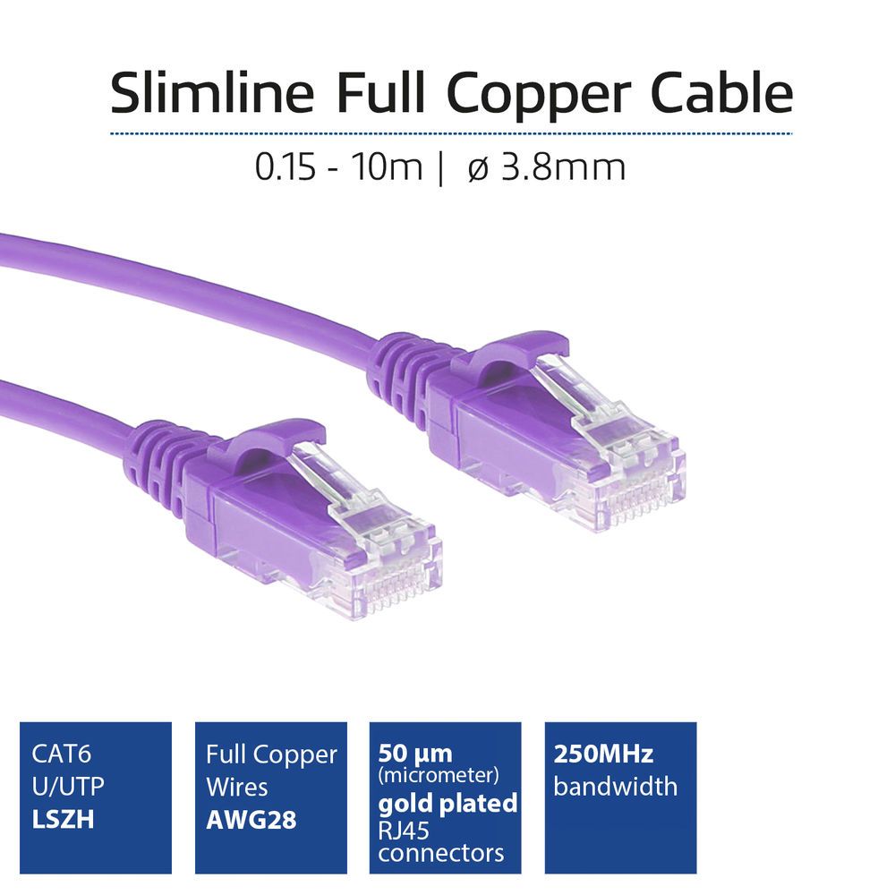 FIXED CAT6 U-UTP Patch Cable 0,25m Purple