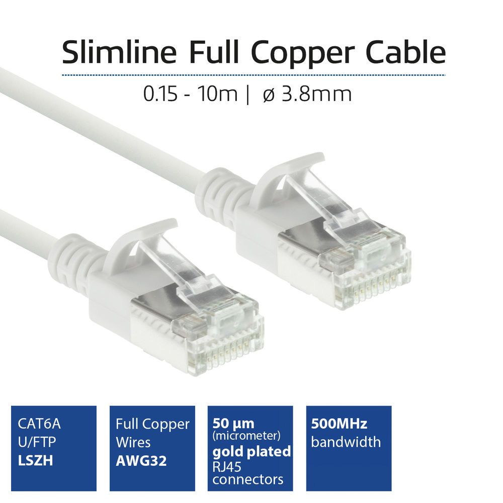 ACT CAT6A U-FTP Patch Cable 0,25m White