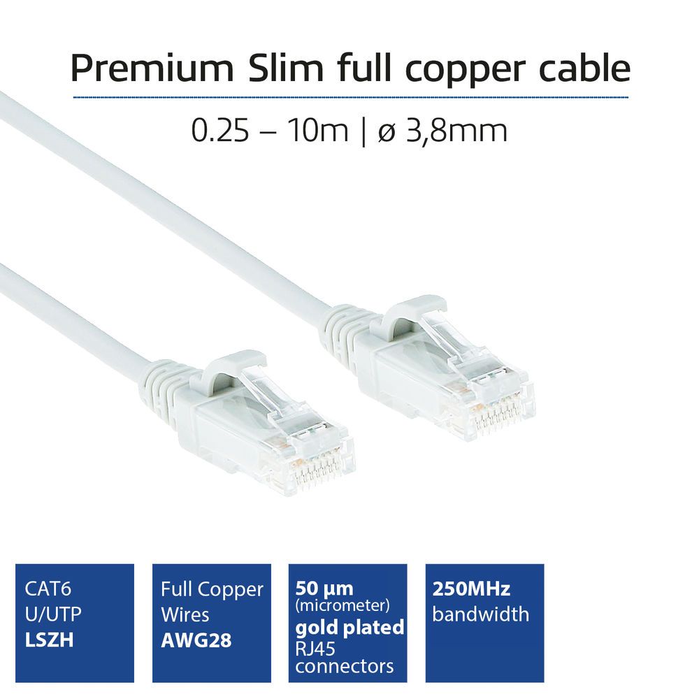 ACT CAT6 U-UTP Patch Cable 0,25m White