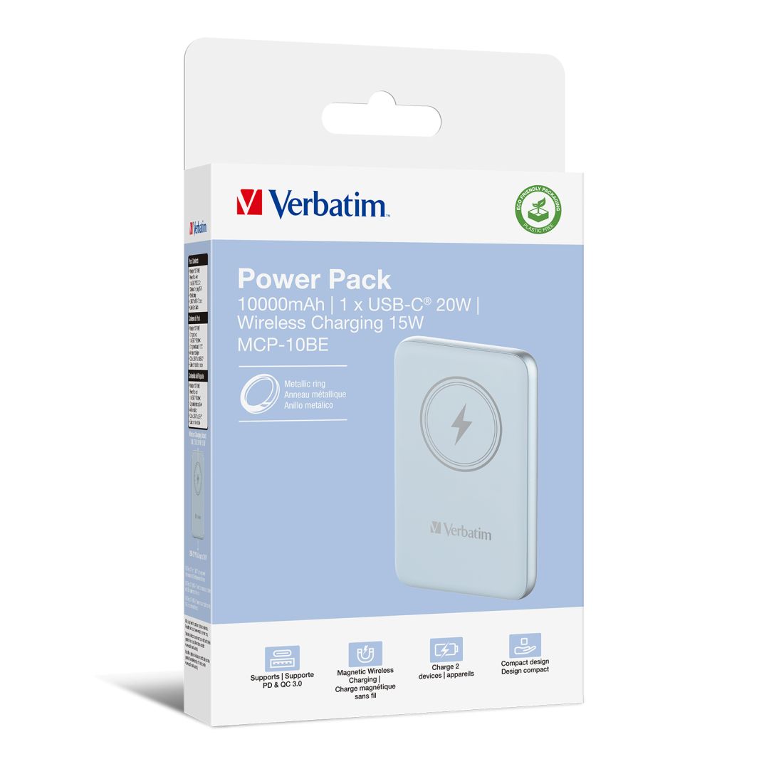 Verbatim Charge ''n'' Go Magnetic Wireless 10000mAh PowerBank Blue