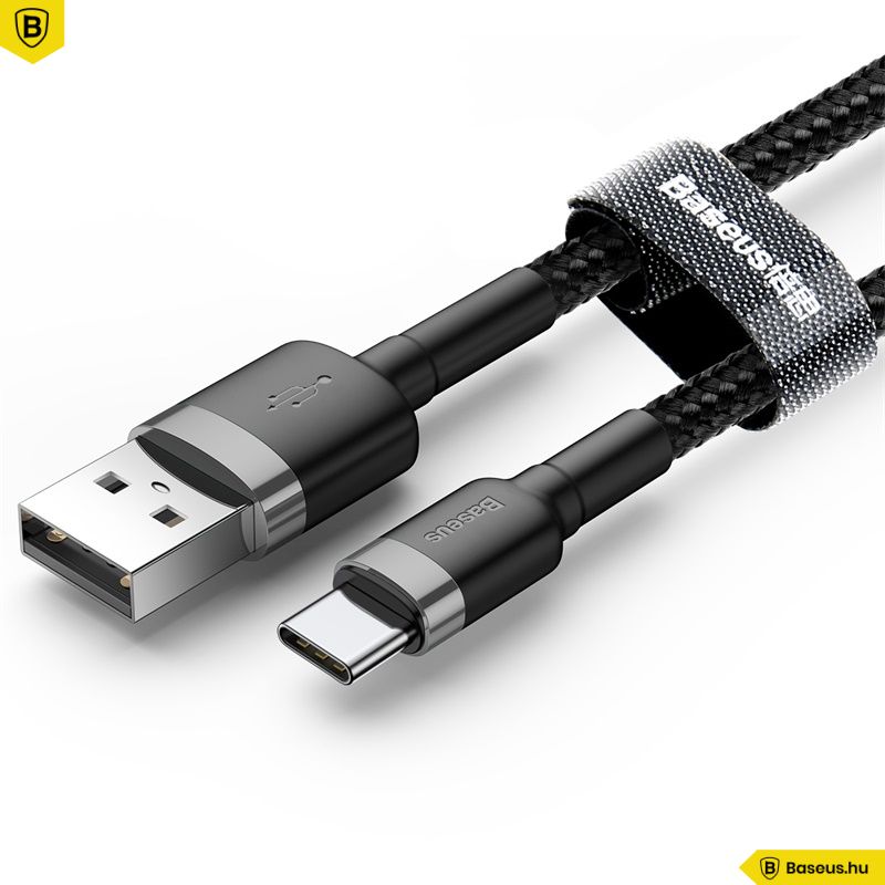 Baseus Cafule USB - USB-C adat/töltőkábel 2A 2m Grey/Black