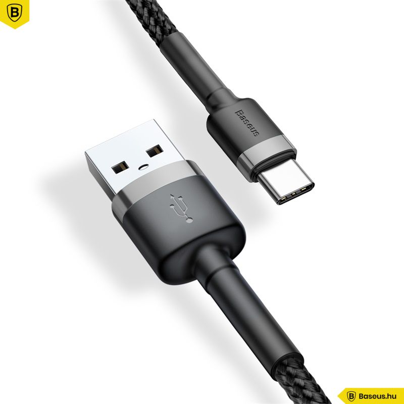 Baseus Cafule USB - USB-C adat/töltőkábel 2A 2m Grey/Black