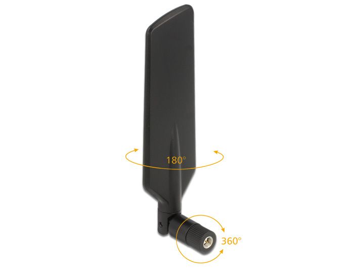 DeLock LTE Antenna Dual Band WLAN ac/a/b/g/n RP-SMA plug 1 - 4 dBi omnidirectional rotatable with tilt joint Black