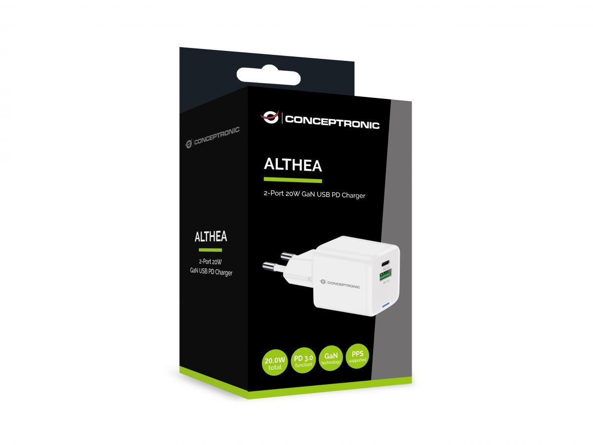 Conceptronic  2-Port 20W USB Charger White